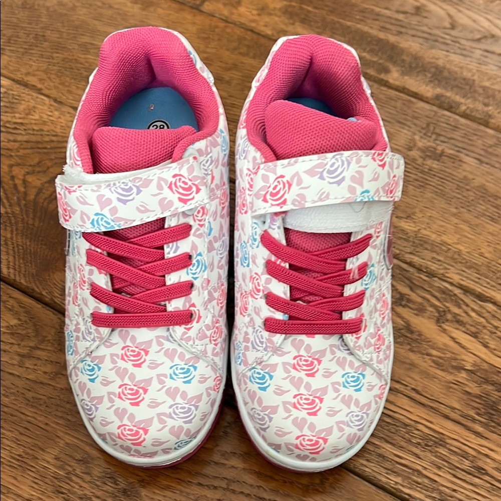 Floral Kids Sneakers with Pink Accents